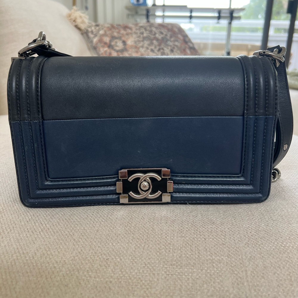 Chanel Dual-Tone Black and Navy Crossbody Bag